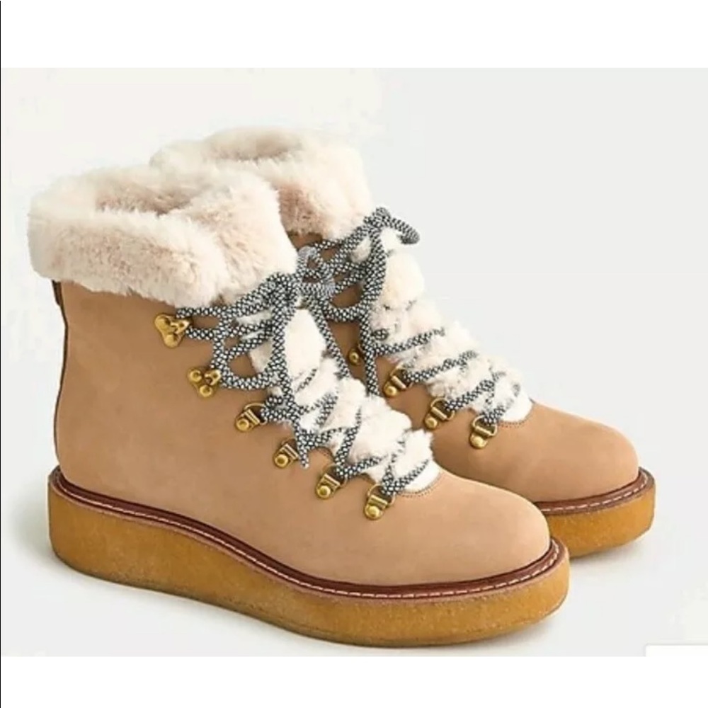 🔥SALE J. Crew Nubuck Leather Suede Winter Fur